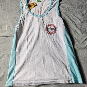 Bali White Tank Top with Light Blue Trim and Panels